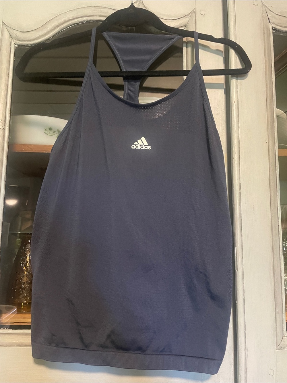 adidas Navy Racerback Swim Coverup with White Logo